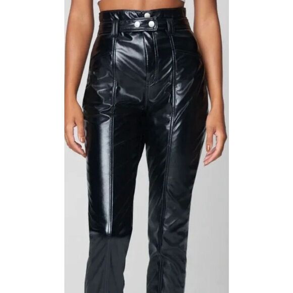 BlankNYC Other Worldly Overall Faux Leather Pants with Suspenders size 27 - Picture 12 of 12